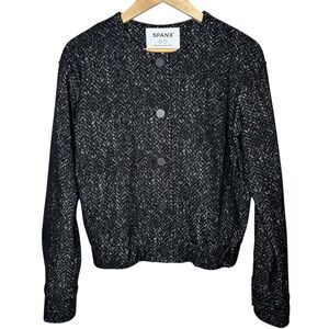 NEW Spanx Ponte Bomber Jacket Women's Small Black Quiet Luxury Minimalist
